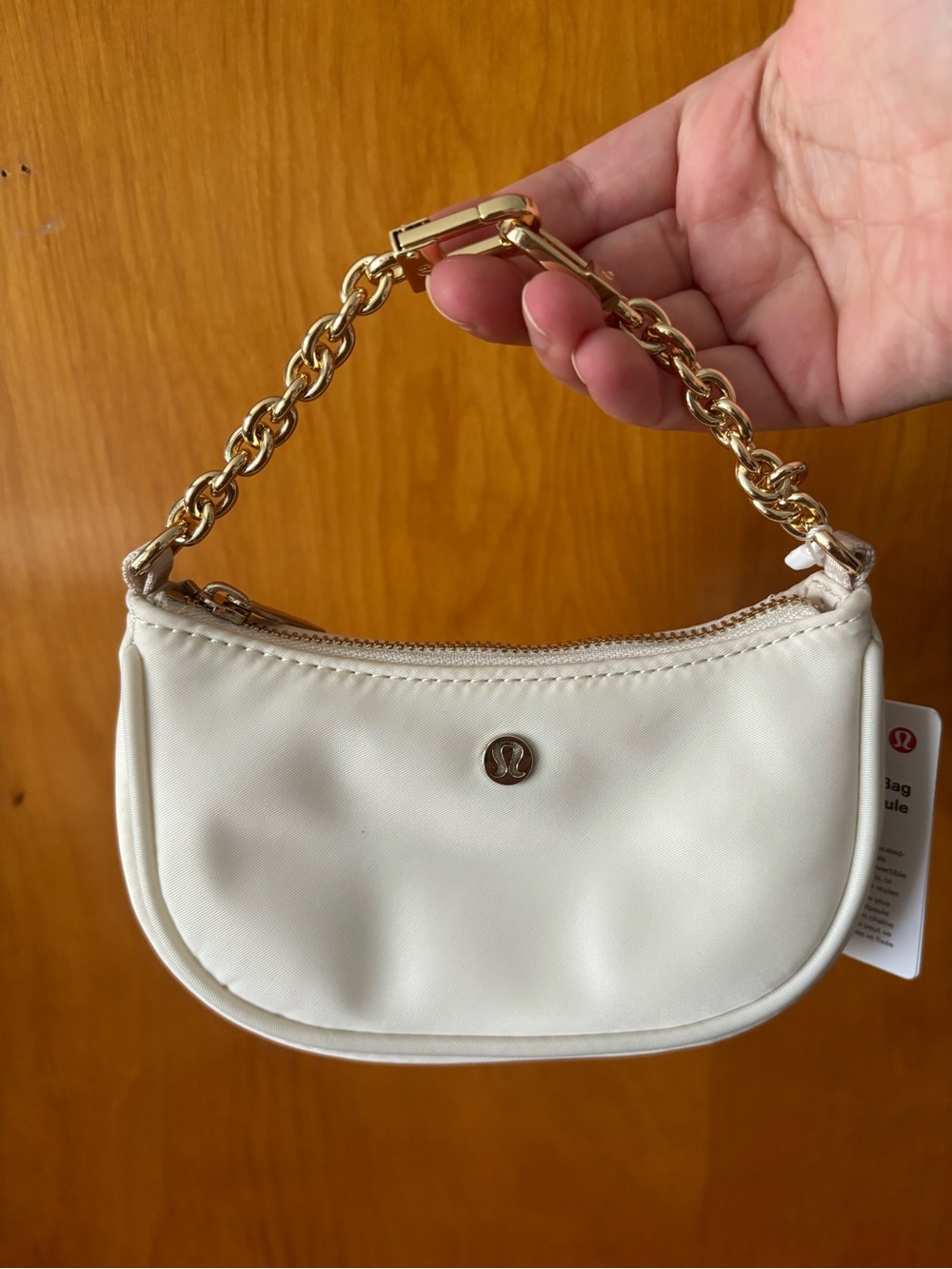 NWT Lululemon Nano City Essentials Cream Mini Bag with Gold Chain Handle